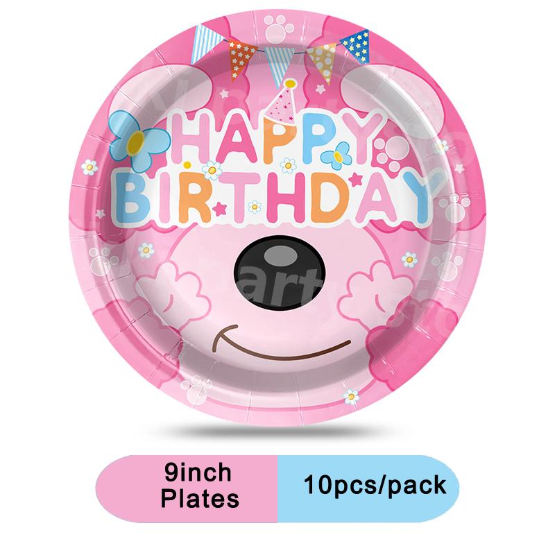 Cartoon Blue Dog Birthday Party Decoration Pink Dog Disposable Tablecloth Cup Bingo plate Baby Shower Kids Favors Party Supplies