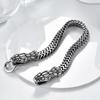 Mens Stainless Steel Double-Headed Snake Bracelet Punk Rock Retro Style Polished Titanium Bangle Fashion Statement