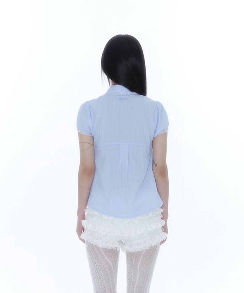 Kasiko Puff Sleeve Lace Shirt Blue