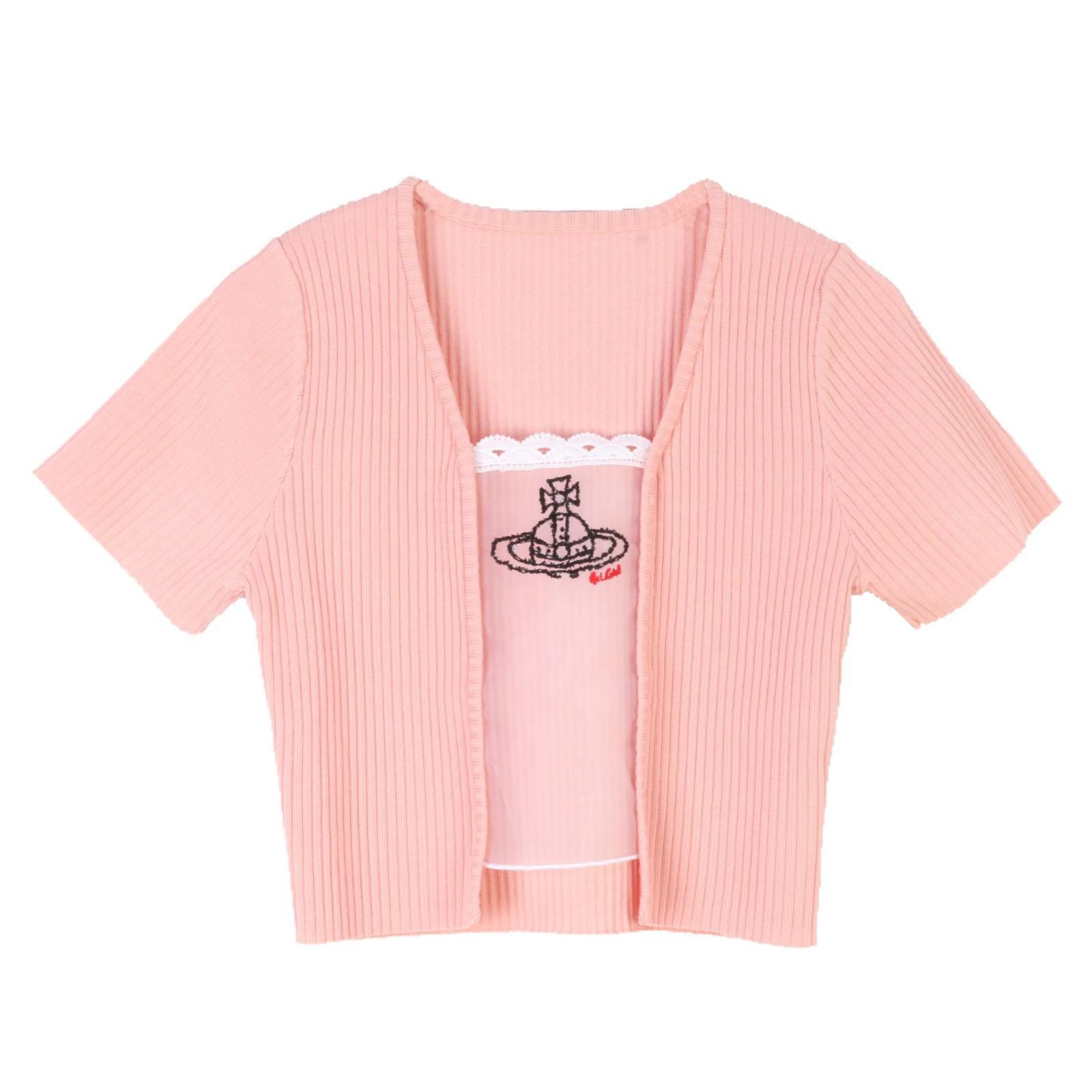 

Топ вязаный в стиле Сатурн: Однотонный универсальный пуловер с коротким рукавом для весенне-летней женской моды Large