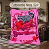 Love Hearts Theme Throw Blanket Custom Name Text Personalized Blanket Soft Cozy Blanket for Home Sofa Bed