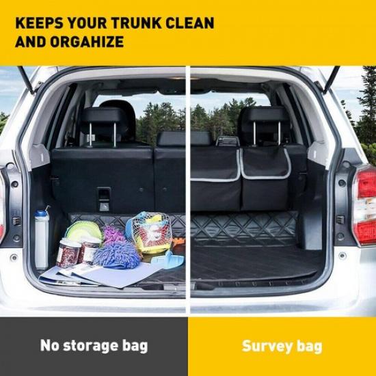 Black Large Car Boot Organiser Tidy Back Seat Trunk Storage Bag Hanging Pouch