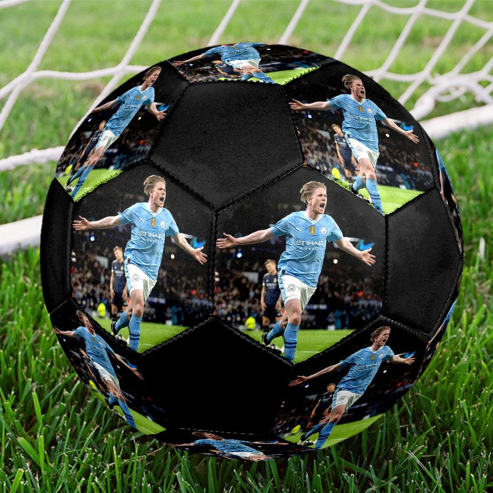 Kevin De Bruyne Size 5 Soccer Ball, Machine-Stitched PVC, Durable & High Bounce, All Ages Fit, fan merchandise, matches & outdoor use.