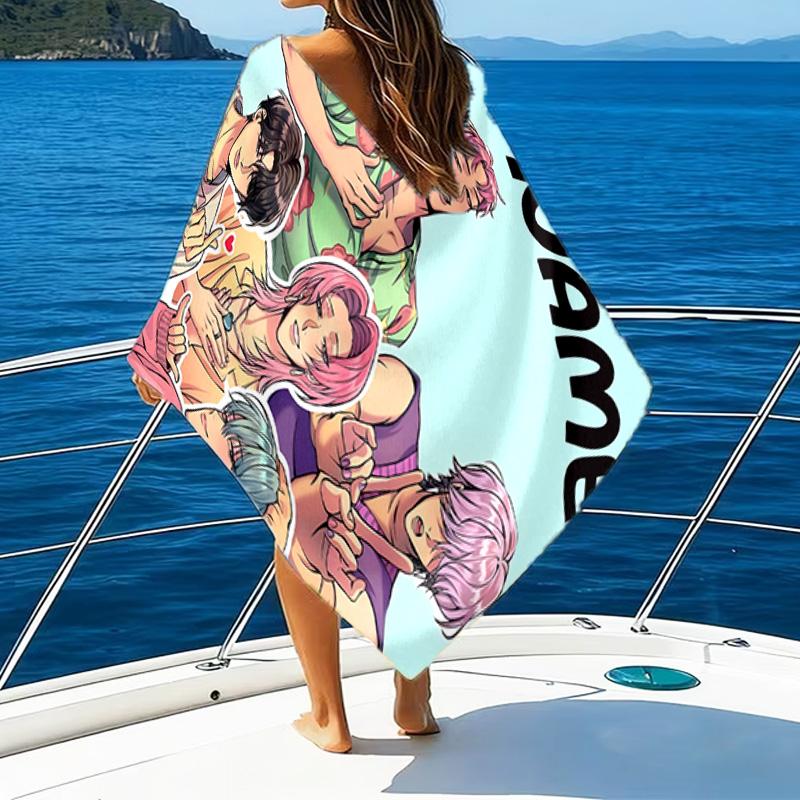 Custom Name Fantasy Hunters K-Pop Microfiber Beach Towel Super Soft & Absorbent for Bath, Beach, Travel Bath Time Accessory, Fan Gifts