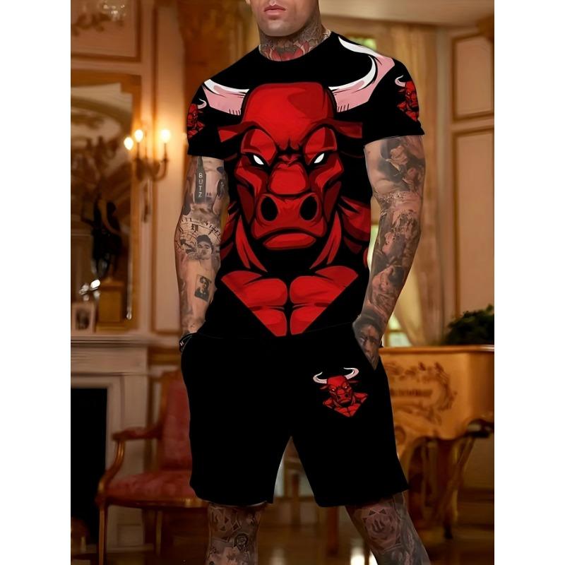 2-Piece Summer Men's Casual Set Trendy Bear 3D Digital Print