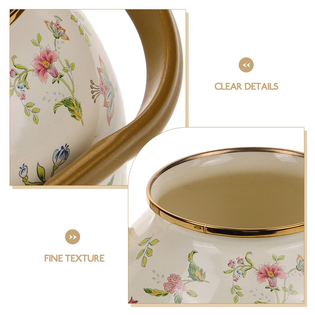 1 Liter Vintage Enamel Teapot with Japanese Design Convenient Brewing Elegant Flower Pattern Insulated Stovetop for Camping