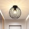 Ceiling Light - NETTLIFE - Vintage - Black - Metal - E27 1 Bulb 25 Cm