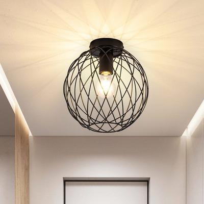 Ceiling Light - NETTLIFE - Vintage - Black - Metal - E27 1 Bulb 25 Cm