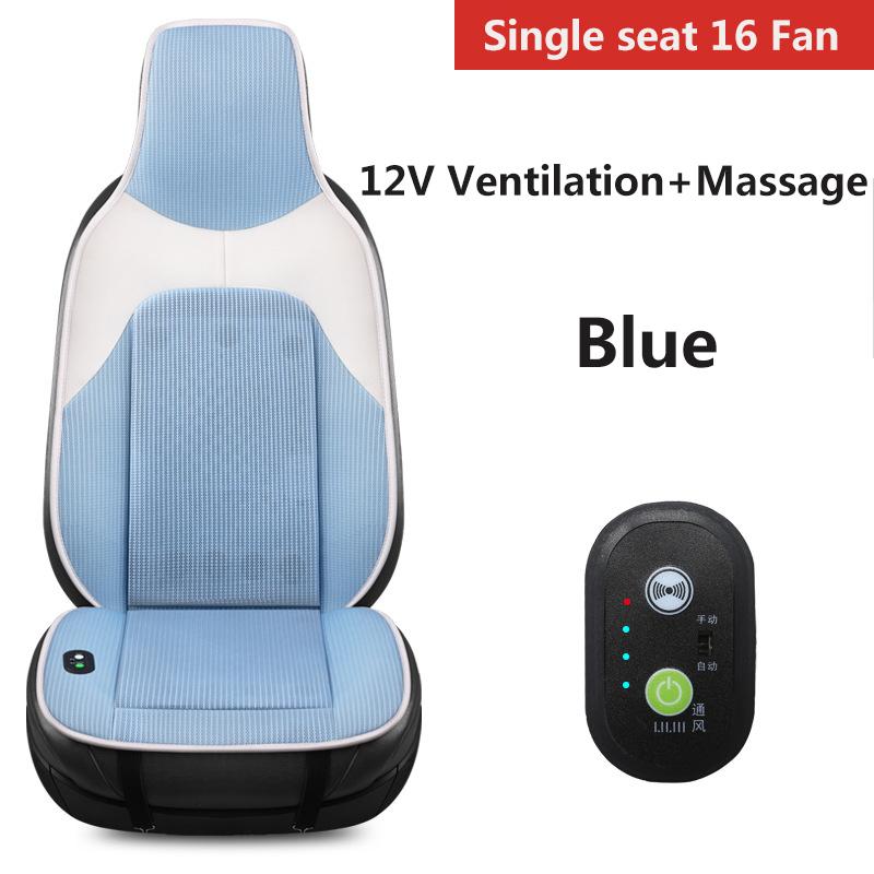 Car Ventilation Massage Seat Cushion Summer Breathable Cooling Seat Cushion 16 Fan Blowing Cooling Pad 12/24V Universal Seat Mat