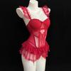Ruffle Camisole Nightwear Transparent Mesh Nightdress Comfortable Lace Nightgown  Home