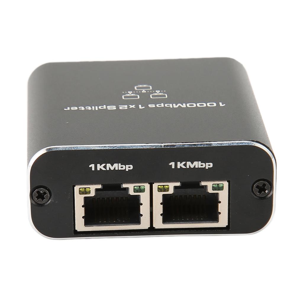 Gigabit Splitter 1000Mbps 1 in 2 Out RJ45 Port Aluminum Alloy Network Splitter for PC Laptop Router