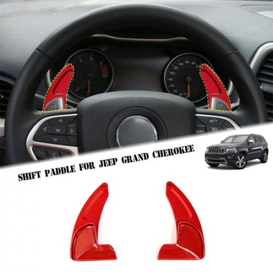 

2pcs Red Steering Wheel Shifter Paddle Trim Cover For Jeep Grand Cherokee 14-20