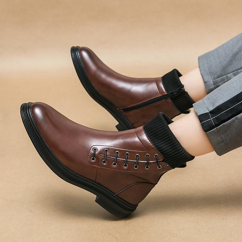 2025 Men's Leather Chelsea Boots High Quality Business Dress Shoes Thick Bottom Chelsea Boots Luxury Brand Casual Shoes