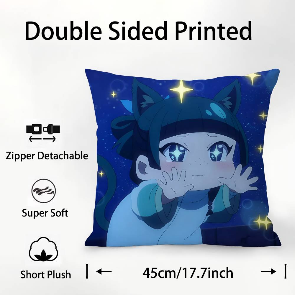 Anime Die Tagebücher der Apothekerin Niedlicher Maomao Kissenbezug Quadratisch Beidseitig bedruckt Kissenhülle Für Sofa Zuhause Schlafzimmer Dekor Geschenk