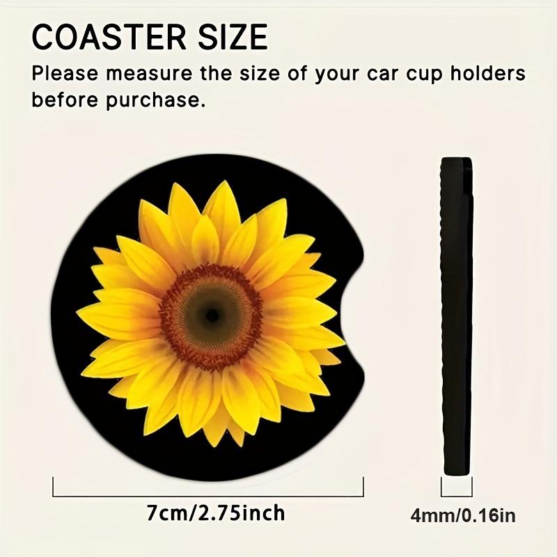 Sunflower Car Coaster for 2025: Fits CM Cup Holder - New Arrival Accessories