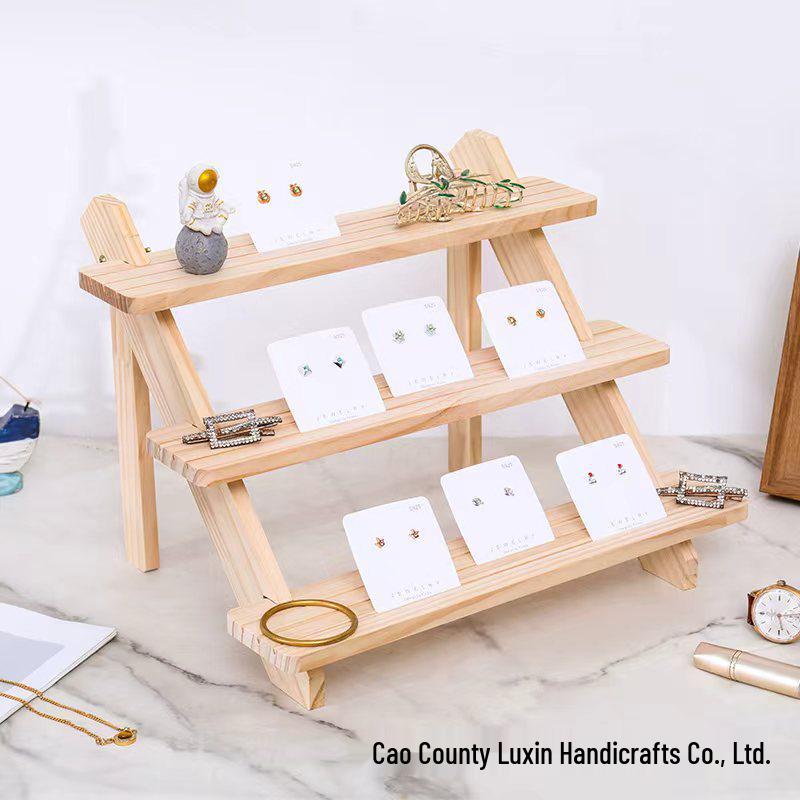 Multi-layer Solid Wood Jewelry Stand for Earrings, Rings & Accessories