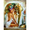 Embroidery Diamond Painting African Woman and Elephant Picture of Rhinestone Full Round Home Decor