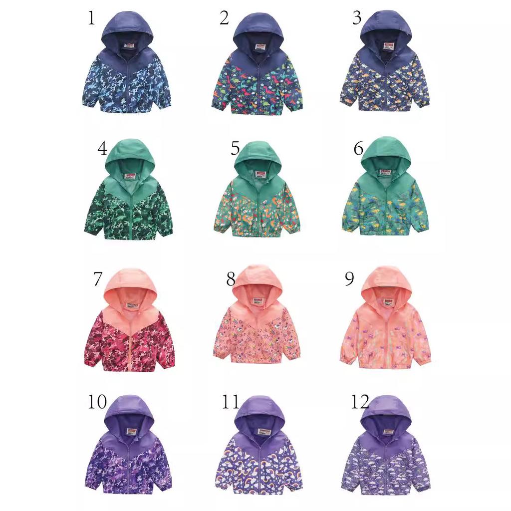 Boys and Girls Children's Clothing In Small Children Printed Fashion Splicing Casual Hooded Zipper Jacket Jacket