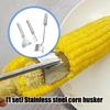 Steel Corn Peeler Sheller with Fork for Fast Corn Stripping Comfort Handle and Easy Cleaning Design Kitchen Gadget