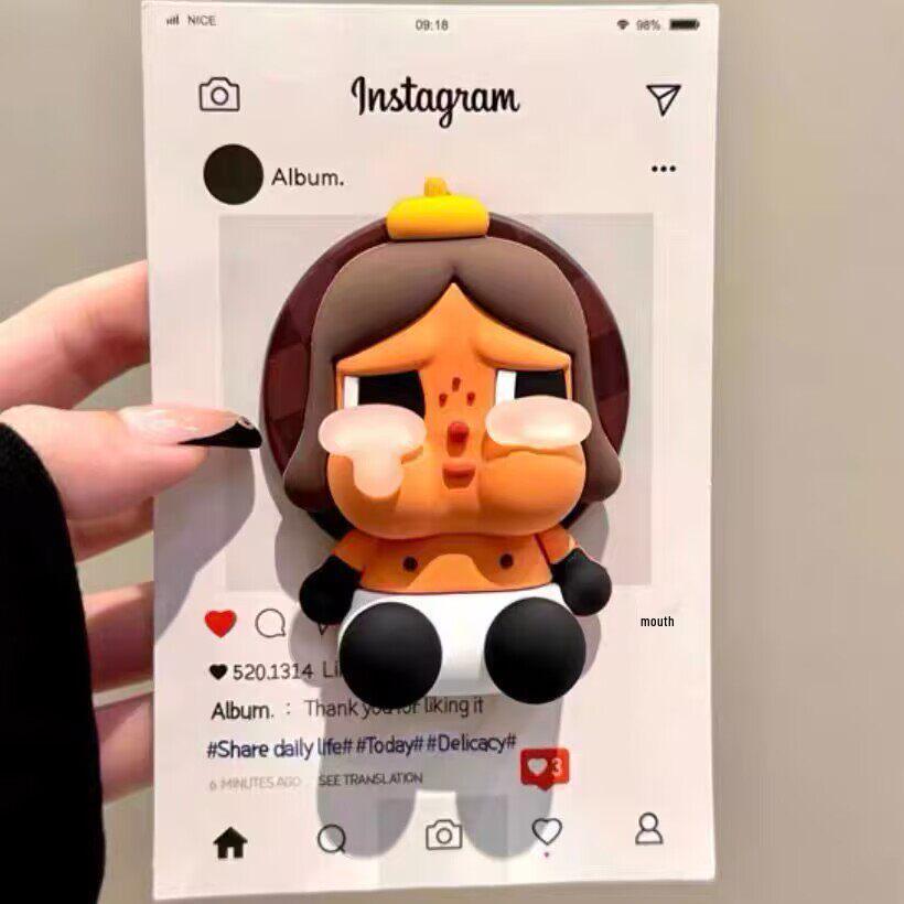 3D Brown Crying Cartoon Doll Magsafe-Compatible Magnetic Phone Holder for Women