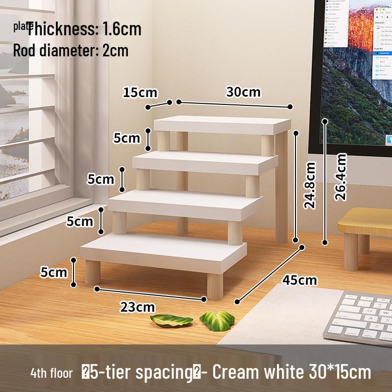 Desktop Ladder-Style Solid Wood Flower Stand for Small Plants and Succulents