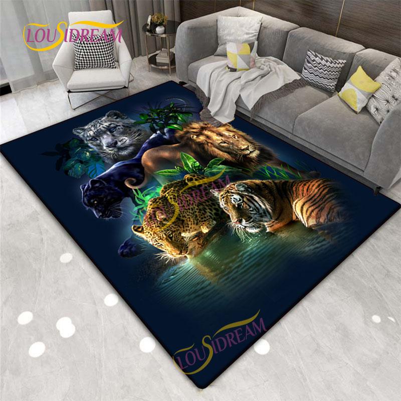 Animal Art Tiger Washable Square Soft Wolves Rug Living Room Bedroom Decorative Floor Mat Kitchen Bathroom Door Mat carpet.