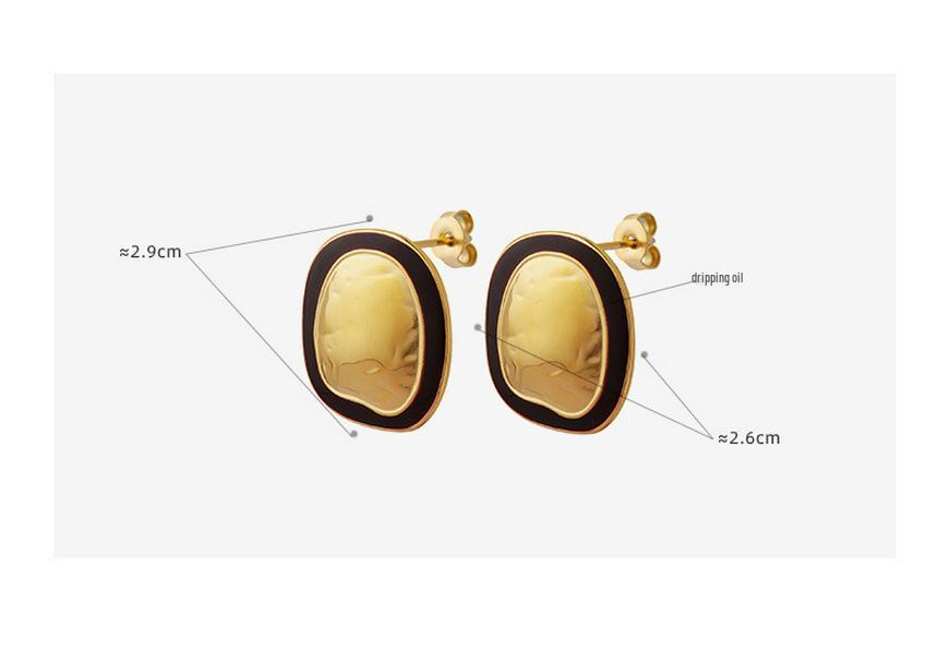 French Retro Oval Earrings: 18K Gold-Plated Titanium Steel, High Quality Fashion Accessory