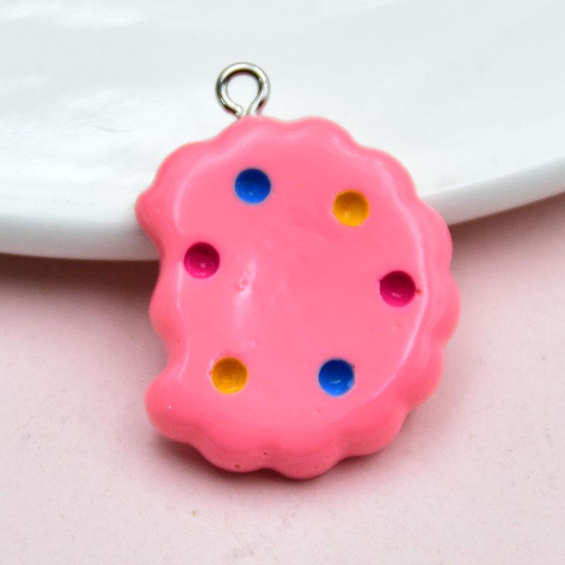 Glossy Cartoon Cookie Resin Keychain Pendant - DIY Jewelry Accessory