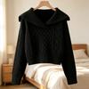 Women's Retro Knit Sweater: High-Waisted, Soft & Cozy Long Sleeve Pullover for Autumn/Winter 2026