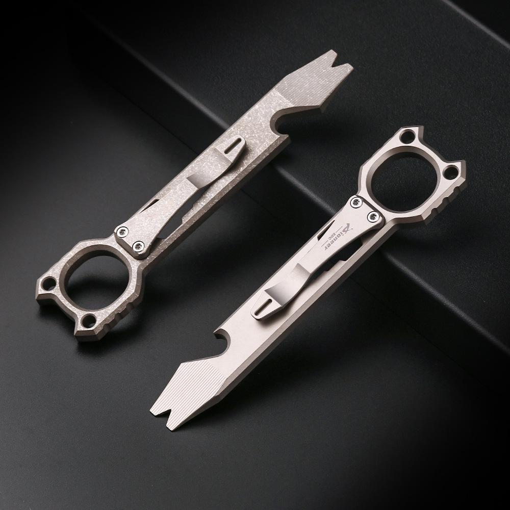 Titanium Alloy Multi-Tool: Outdoor Crowbar, Self-Defense, Bottle Opener, Wrench, EDC Gadget.