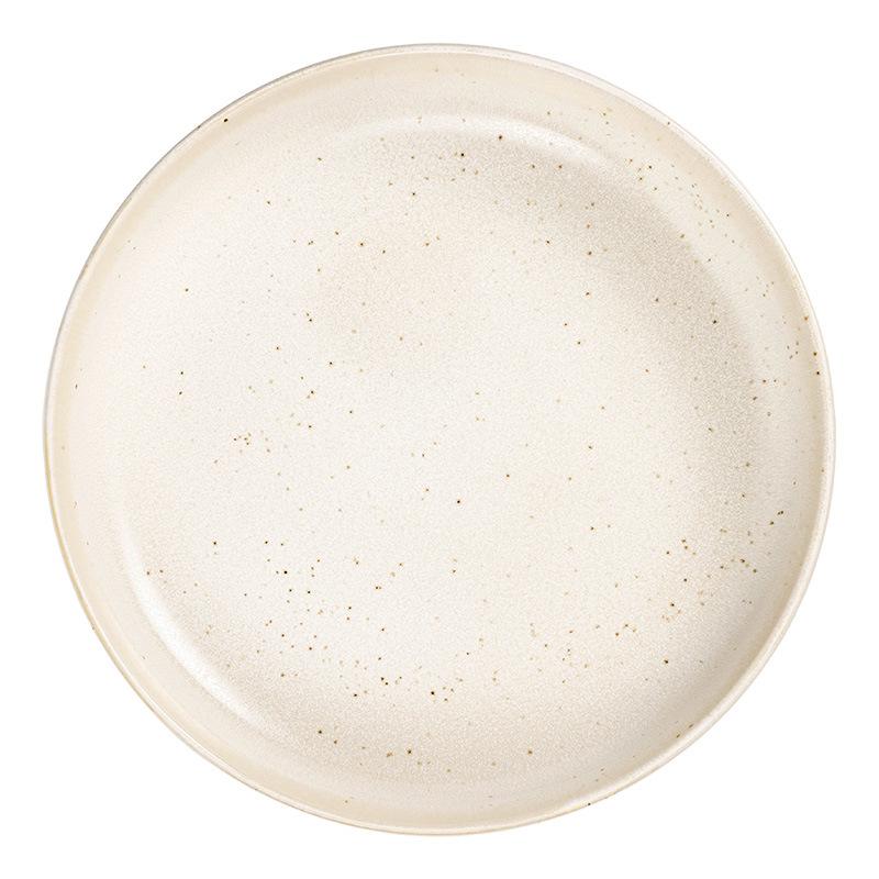 Sesame Dot Deep Plate Simple Ceramic Plate Round Large Plate Tableware Salad Plate Household Large Vegetable Plate Dinner Plate