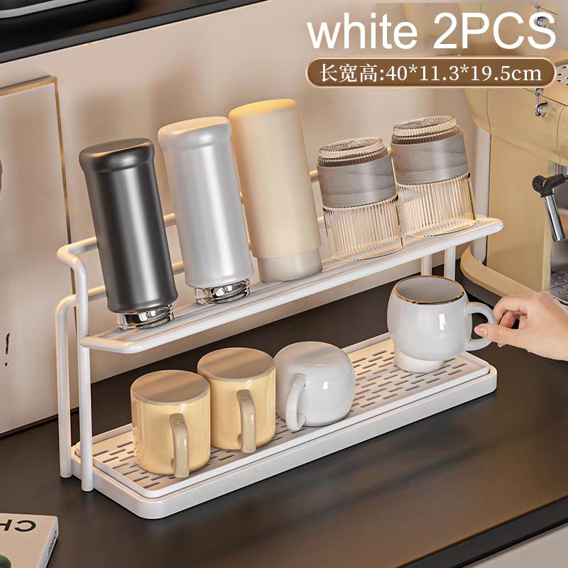Stainless Steel 2-Tier Bottle Drying Rack with Drain Tray - Space Saving Kitchen Cup Storage Rack for Mugs, Jugs and Accessories