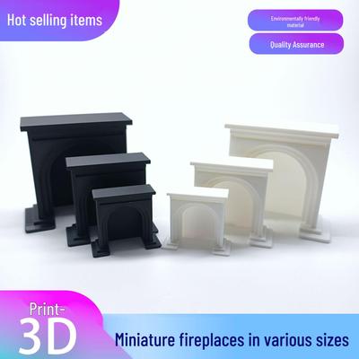 White Mini 3D Printed Dollhouse Fireplace Ornament