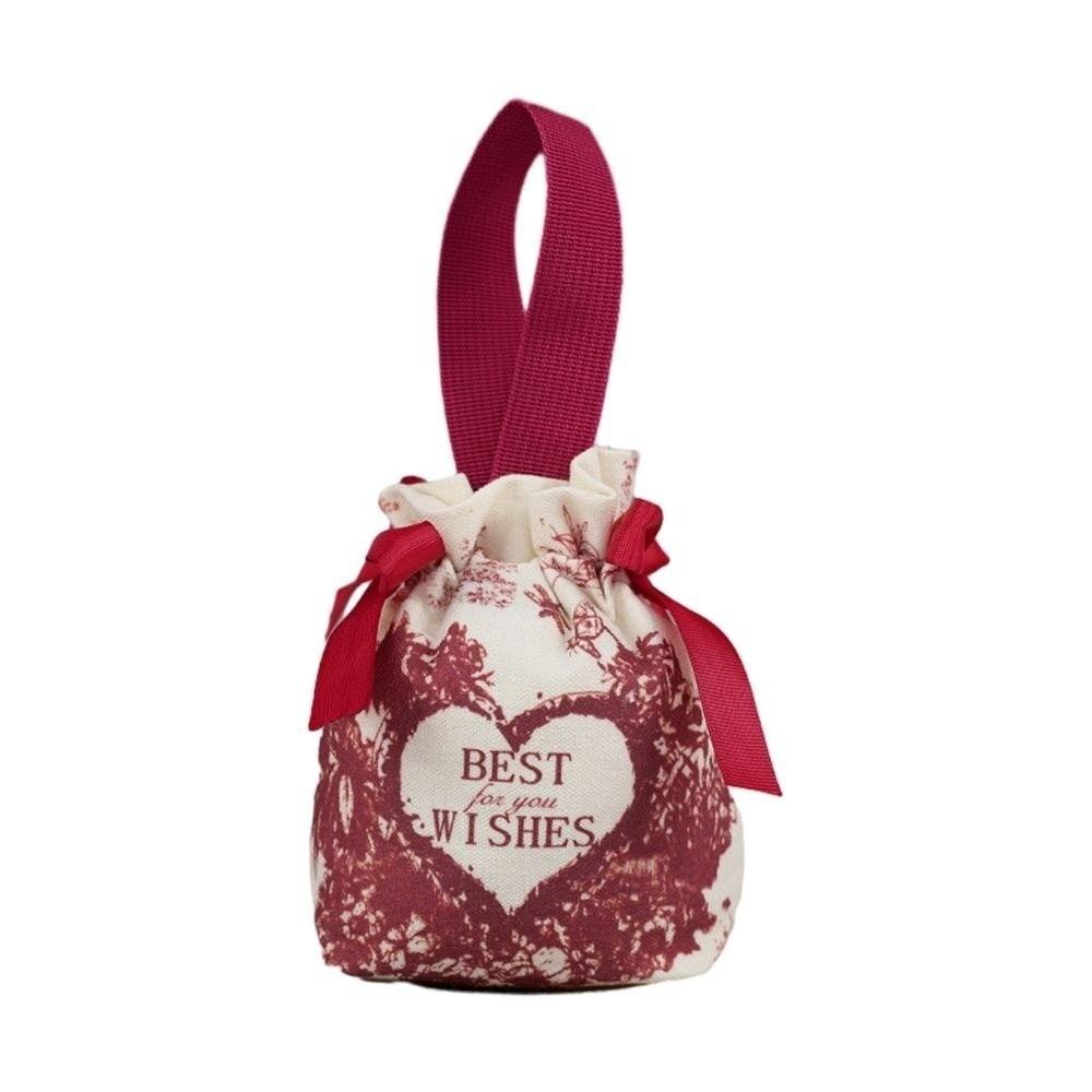 

Canvas Love Heart Drawstring Bag Bowknot Festive Sugar Bag Best Wishes Wedding Candy Bag Party красный