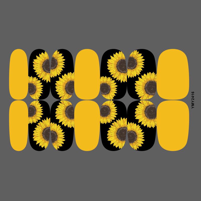 Sunflower Waterproof Nail Art Stickers - Full Cover Floral Series (YMY2414-2428)