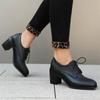 Fashion Casual High Heels Pumps Loafers Shoes Brown Black Women's Heeled Lace-up Casual Party Office Oxfords Shoes Large Size 45