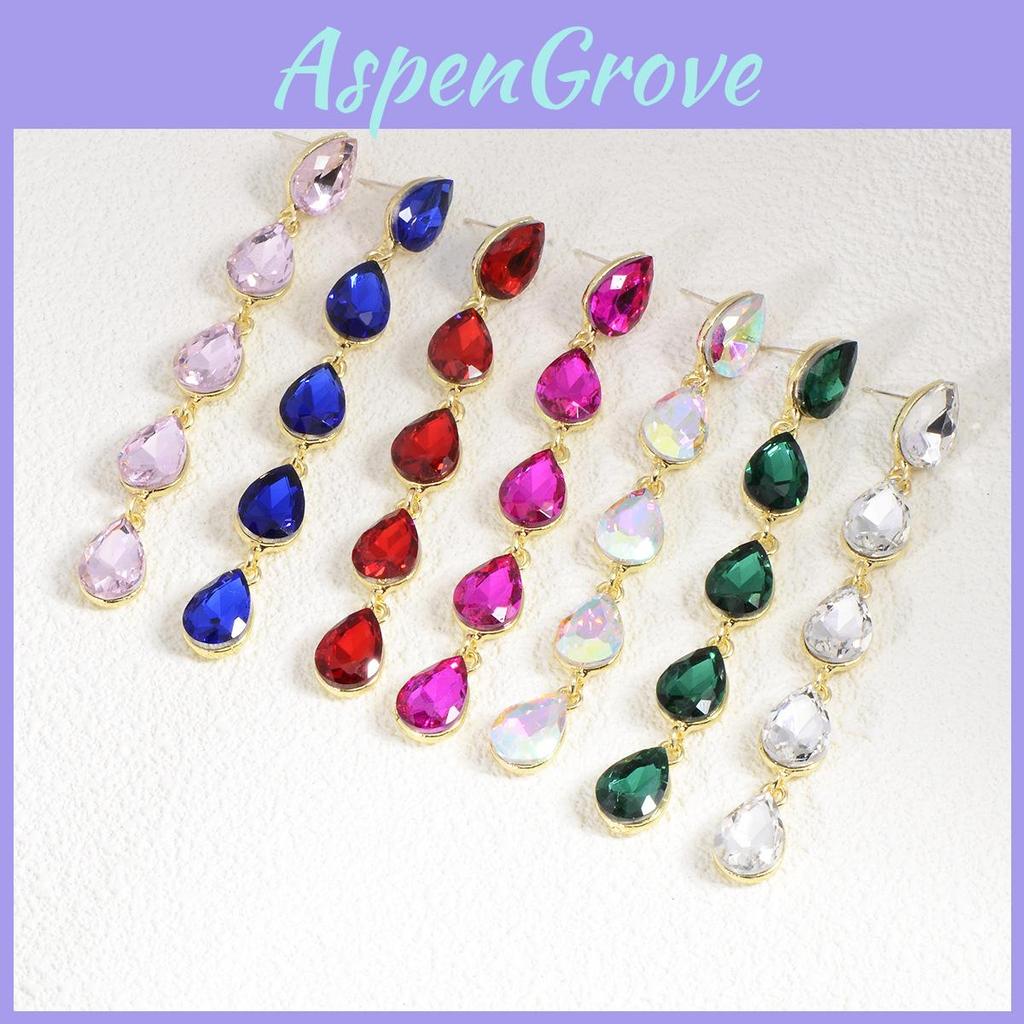 Geometric Water Crystal Drop Earrings For Women Elegant Party Jewelry