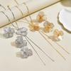 Set di Gioielli Floreali Geometrici alla Moda per Donna Orecchini a Pendente Floreali Texturizzati e Collana a Y Anello da Festa e Matrimonio Indossabile in Tutte le Stagioni