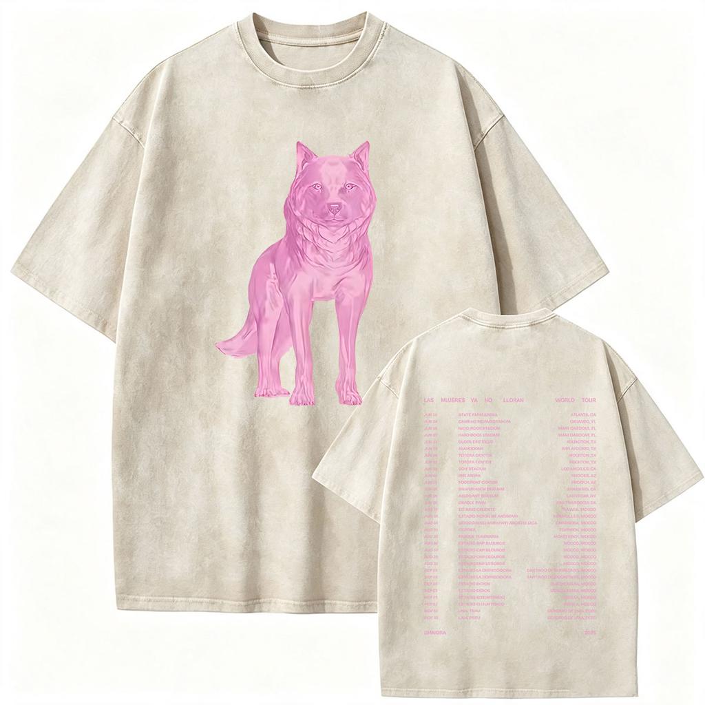 Retro Gewaschen Shakira LMYNL Welttournee 2026 T-Shirts Las Mujeres Ya No Lloran Doppelseitiger Druck T-Shirt Herren Damen Oversized T-Shirts