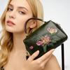 Women's Small Floral Embossed Leather Handbag - Vintage Hand-painted Crossbody Bag with Top Handle for Daily & Casual Use