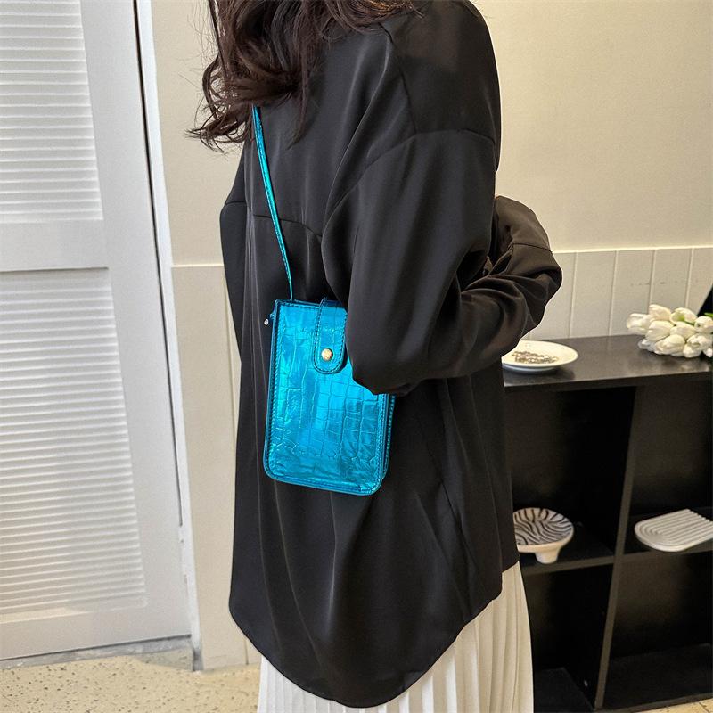 Lackleder Helle Vertikale Handytasche Mode Mädchen Kleine Quadratische Tasche Neue Koreanische Version Von Stein Einzelne Schulter Crossbody Tasche