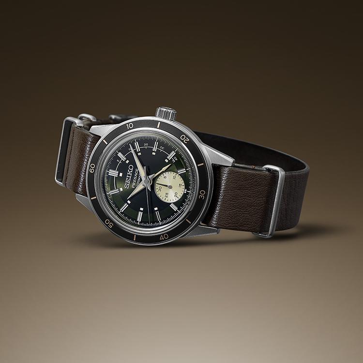 SEIKO Presage Mechanical Movement Genuine Leather Strap Watch Men's Watches Black Dial SSA451J1