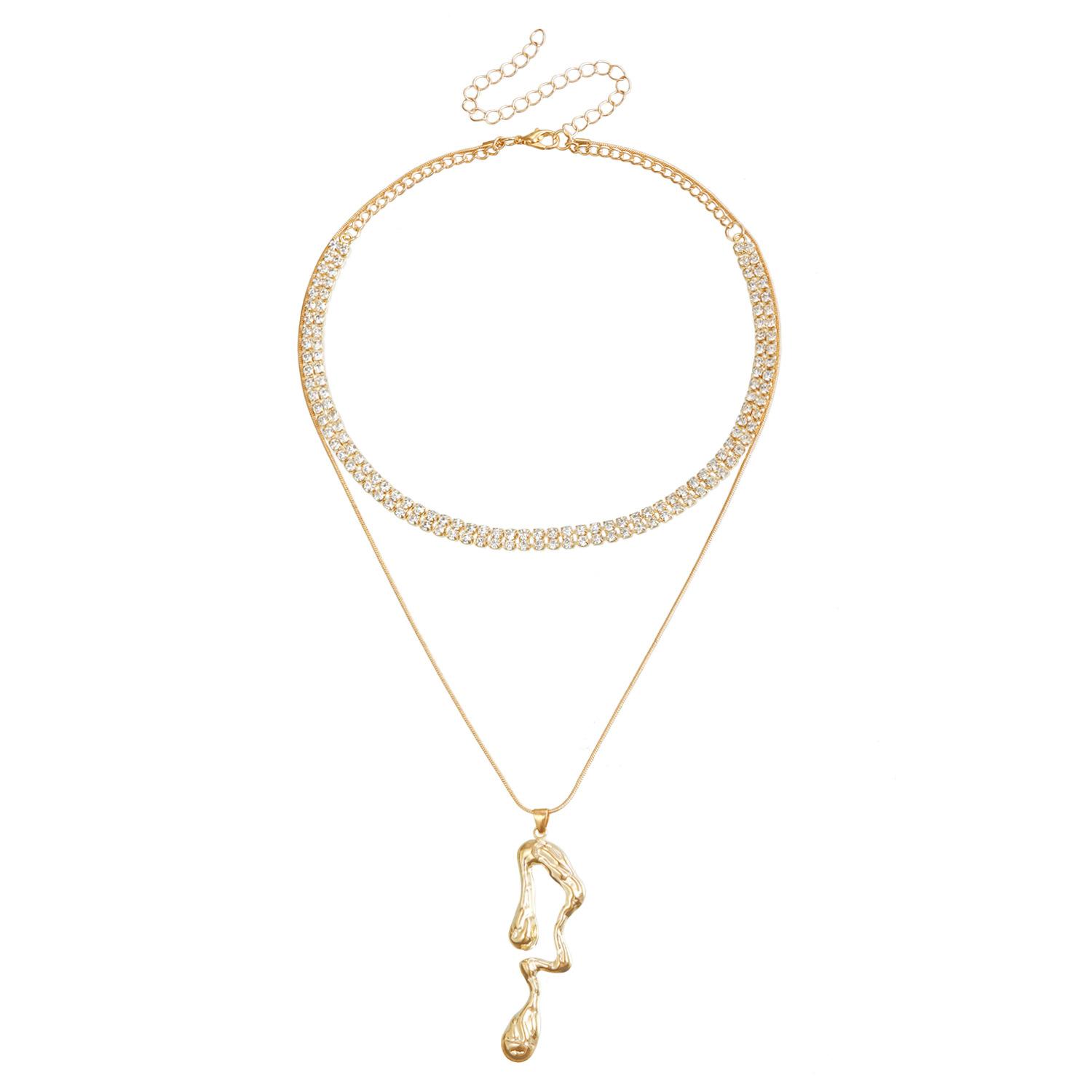 

Jewelry Liquid Fluid Heterosexual Pendant Diamond Crystal Clavicle Chain Light Luxury Elegant Double Necklace Women