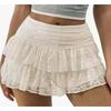 Women's Layered Lace Ruffle Mini Skirt High Waist Tiered Short Skirt Romantic Party Summer
