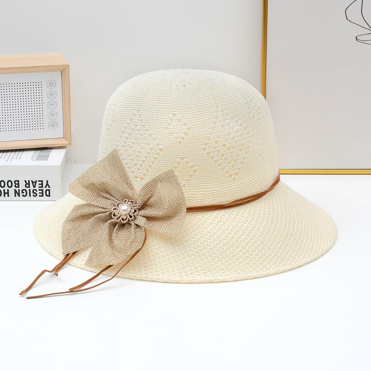 

Женская соломенная шляпа для защиты от солнца и солнца, соломенная тканая шляпа с галстуком-бабочкой на открытом воздухе для пляжных прогулок, устойчивая к ультрафиолетовому излучению шляпа от солнца One Size бежевый