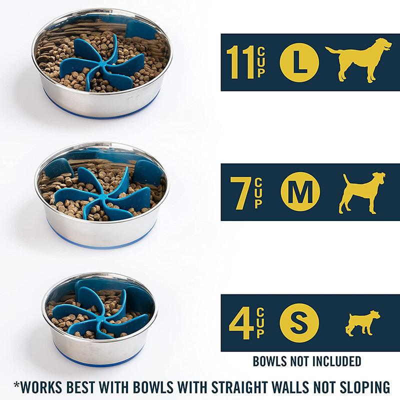 Pet anti-choking dog spiral feeder plate insert with suction cup anti-slip anti-choking slow food device to prevent obesity