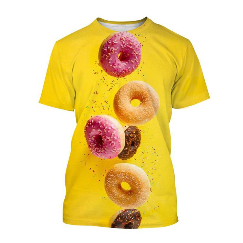Cute Donuts 3D Print T-shirt Chocolate Donut Food Graphic T Shirt For Men Harajuku