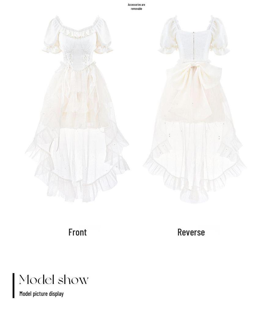 Blovelan Princess Dress - Half Cup Love Words, Big Bow, Sparkle Jacquard, Fluffy Train, Birthday Outfit