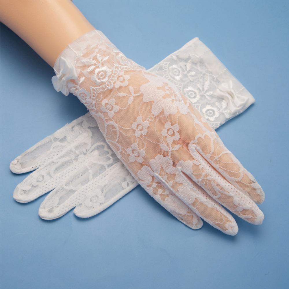 Lace Sunscreen Gloves Anti-Slip Touch Screen Gloves Elegant Ice Silk Glove  Outdoor
