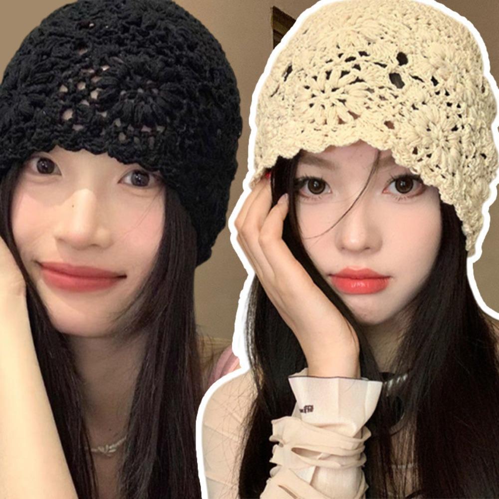 Handmade Hollowed Out Beanie Cap Bohemian Style Knit Cap Cute Ethnic Style Hat  Girls